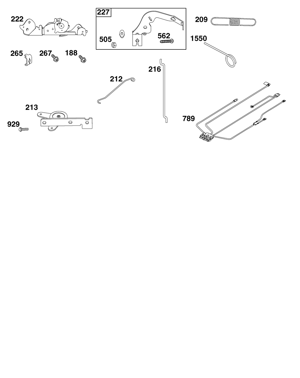 Controls Group Diagram and Parts List for 44S977-0051-G1 400000 - 699999 Briggs and Stratton Engine